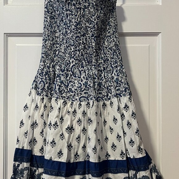 Speed Control Strapless Blue Patterned Dress - Picture 5 of 5